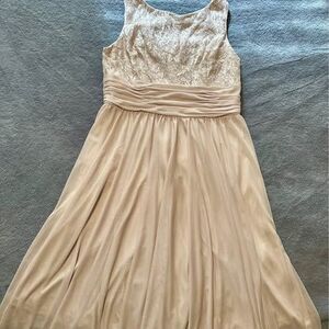 JH Evening Champagne  Chiffon and Delicate Lace Sleeveless Formal Dress